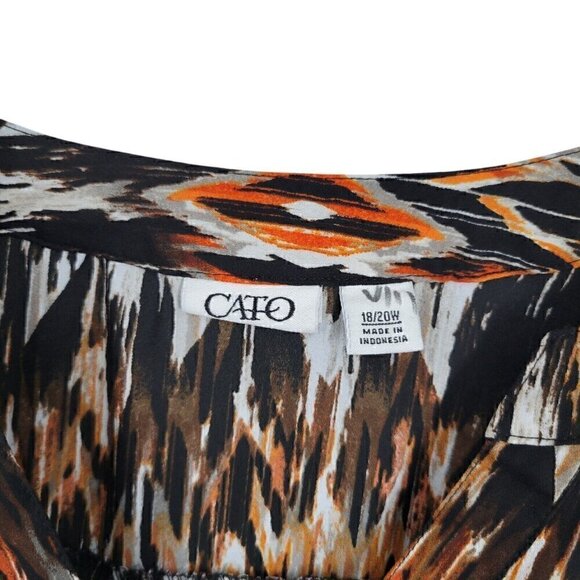 VTG Y2K Cato Fall Autumn Tunic Blouse Black Orange 18 witchy artsy grunge - Picture 2 of 5